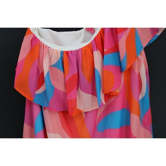 Flying Tomato colorful Ruffle One shoulder Dress size Large NWT - Picture 3 of 8